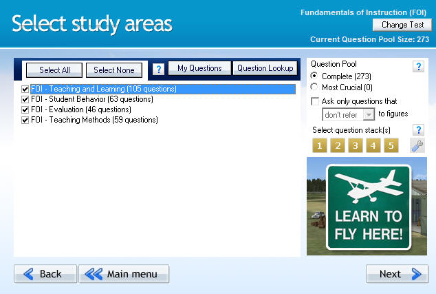 GroundSchool FOI Chapter Selection