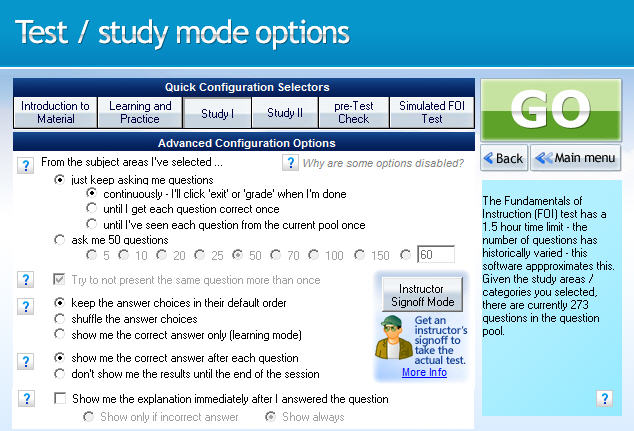 GroundSchool FOI Test and Study Options